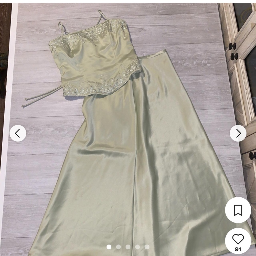 Vintage 90s sage green corset & maxi skirt set